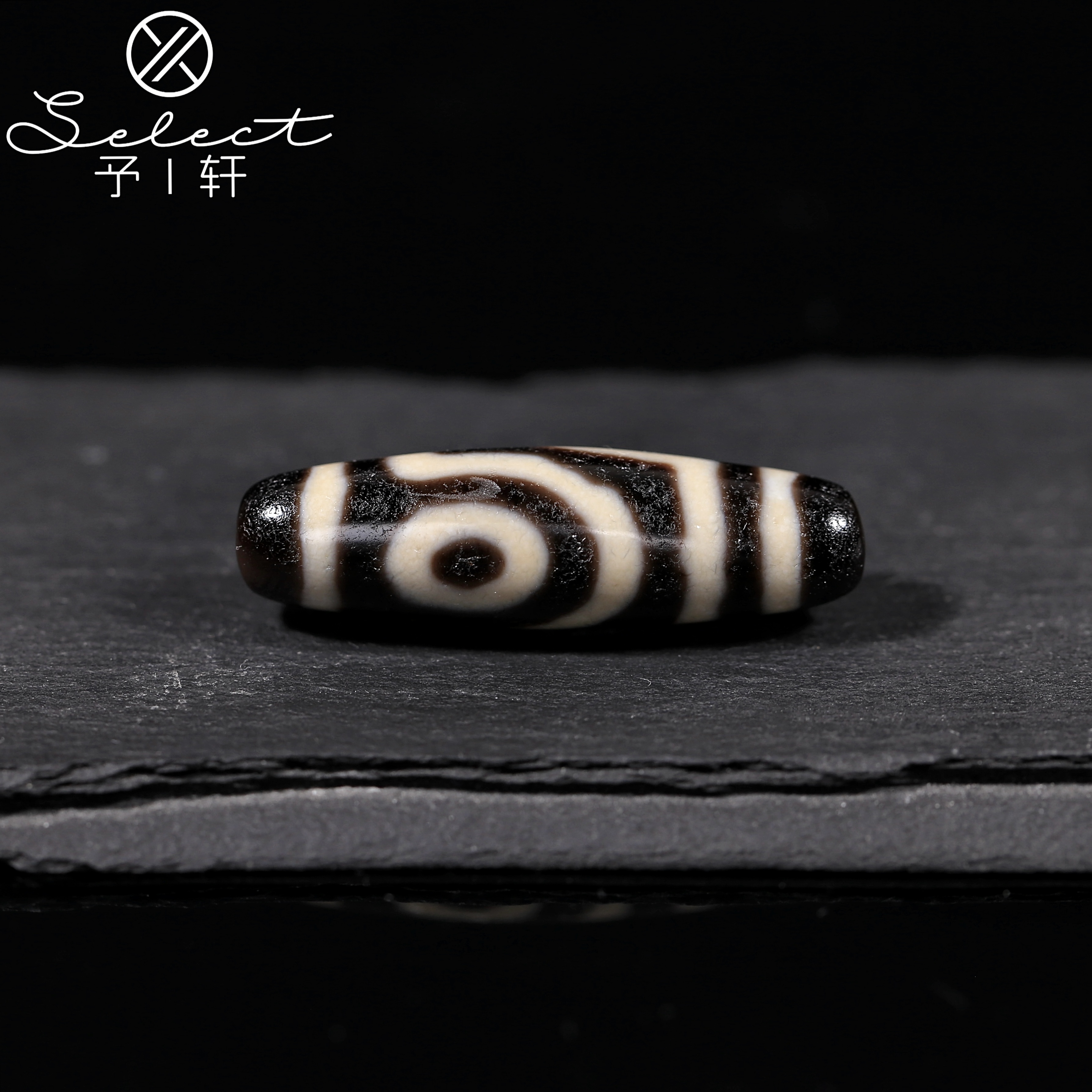 予轩出品；台一上肯黑头老超顶全品如意二眼43.4*12.6mm天珠吊坠