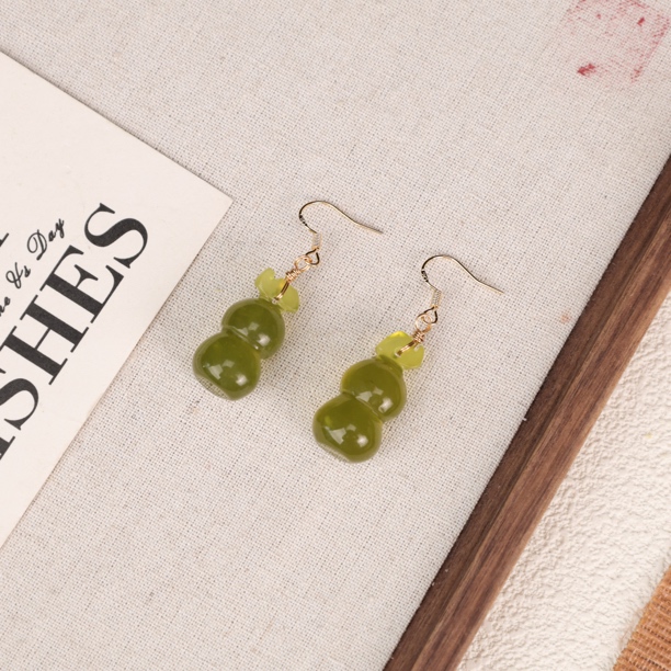 合金琉璃耳饰 LZ3450绿色葫芦岩岩琉璃耳环