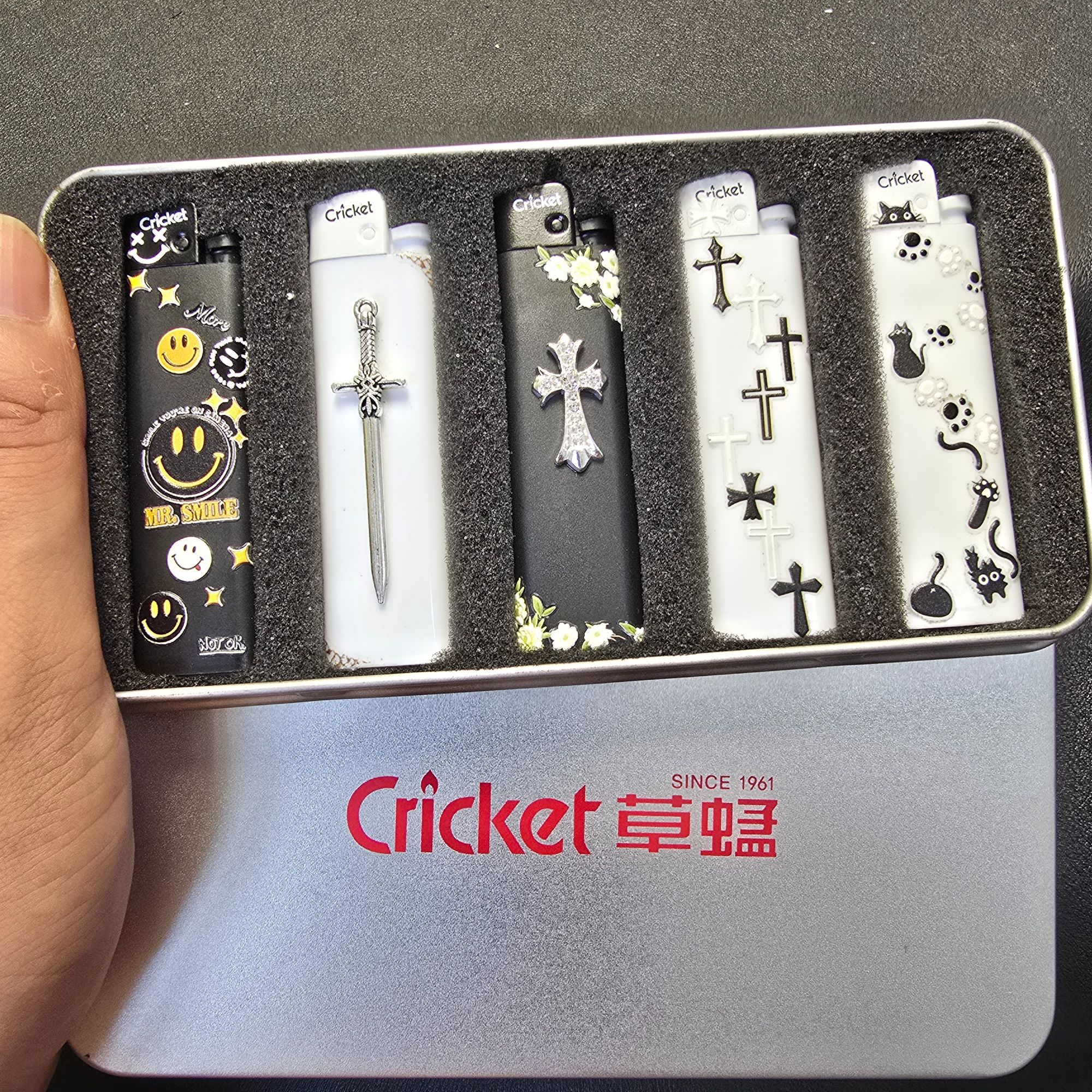 雅俗共赏艺术系列草蜢手作创意潮流国风文化素雅明火正品打火机