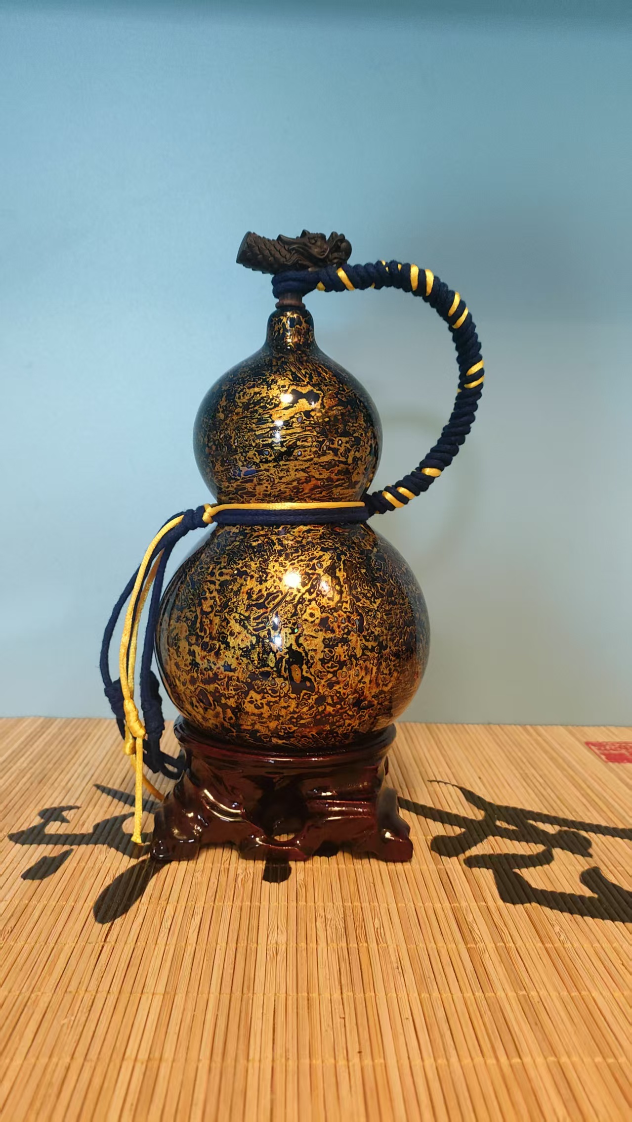 【暗香风清】精品大漆酒葫芦仿古珍藏文玩福禄摆件天然纯手工