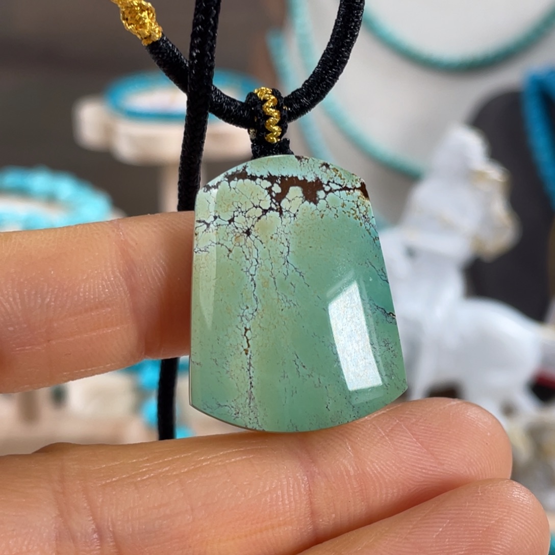 绿松石未镶嵌套链高瓷平安牌