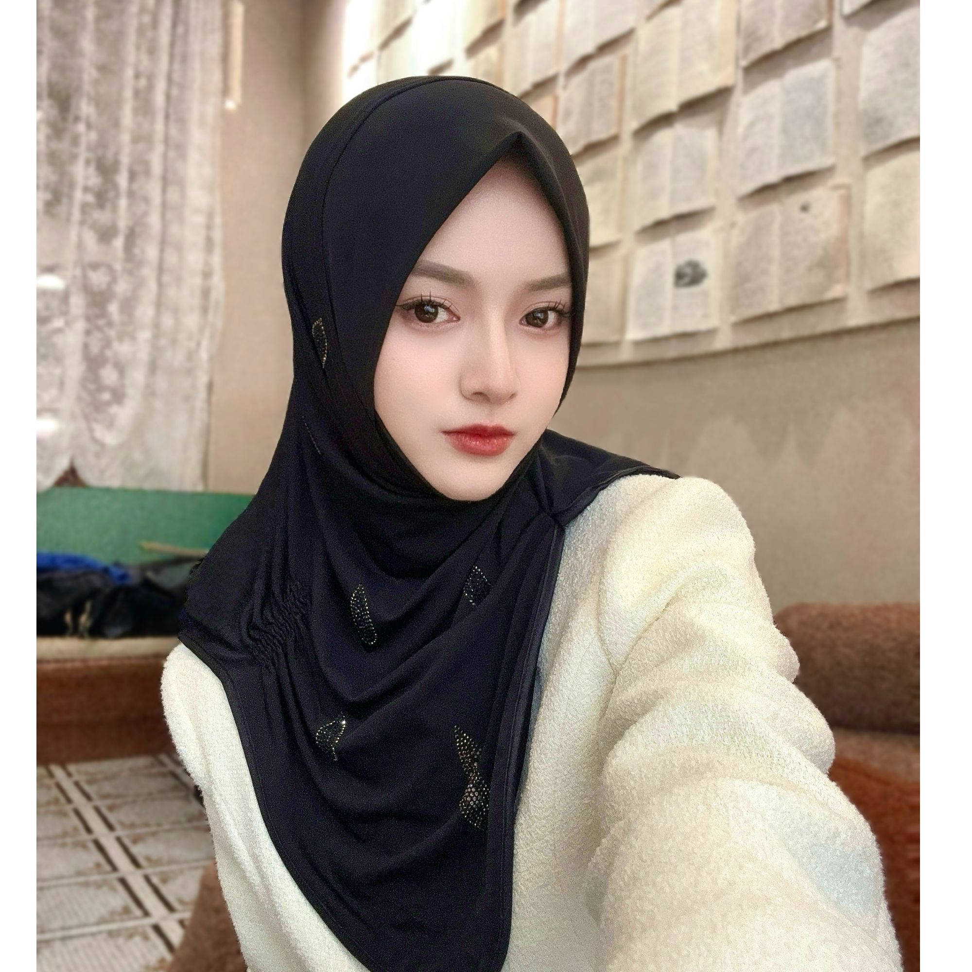 愫纱设计款 民族风金丝边休闲极简风 星芒水滴烫钻头套