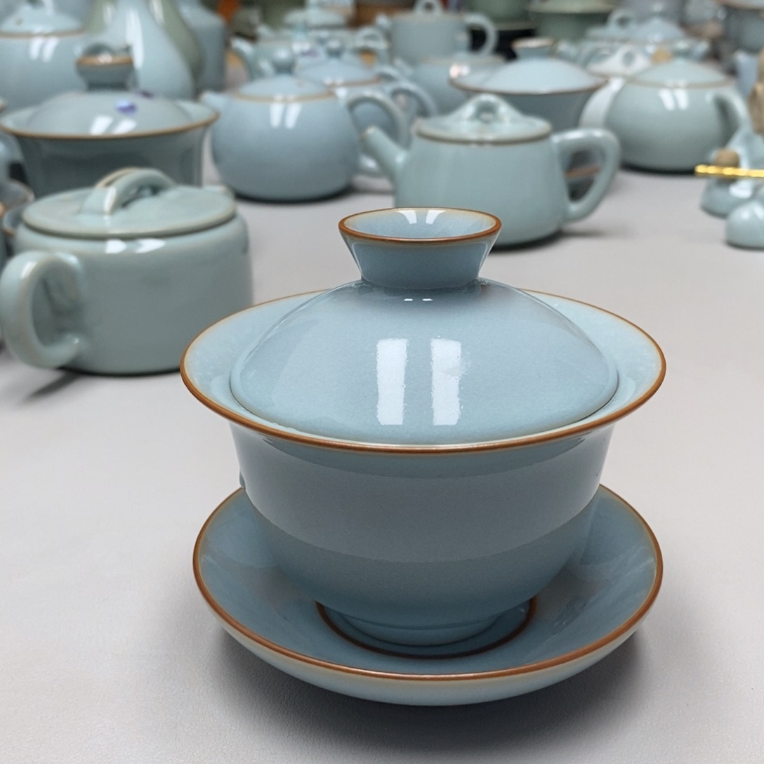 微瑕元宝盖碗无礼盒