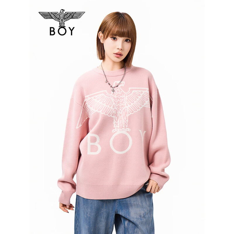 BOY LONDON冬季潮牌情侣款时尚慵懒保暖提花圆领套头毛衣N60905