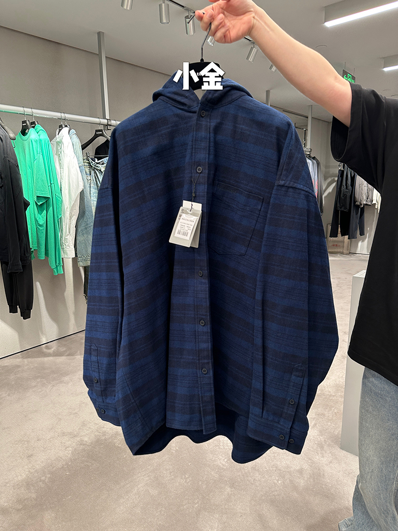 KFM「重置巴黎」定织法兰绒格纹毛呢连帽宽松版型夹克外套