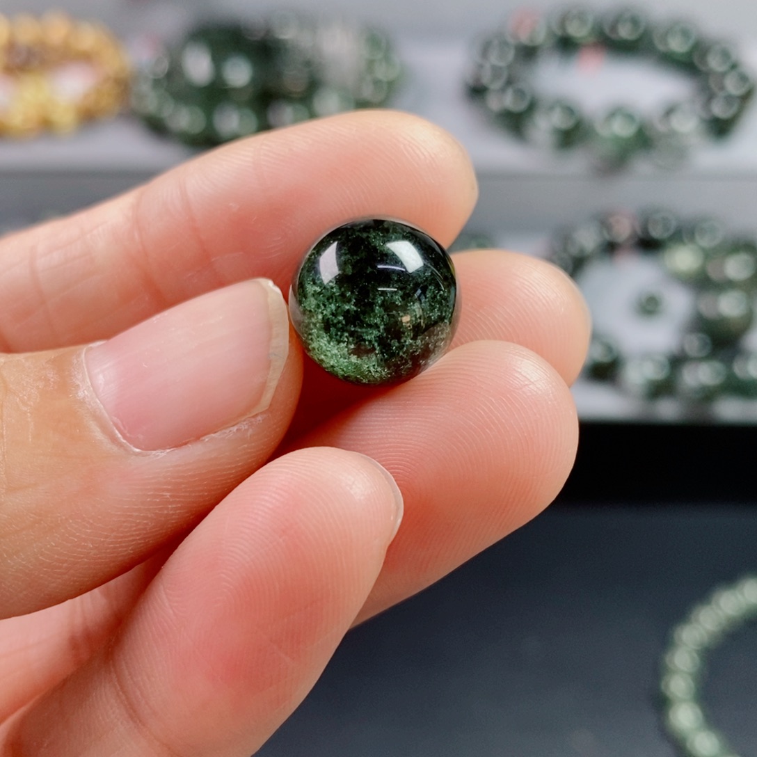 单珠未镶嵌水晶绿幽灵单珠12.6mm