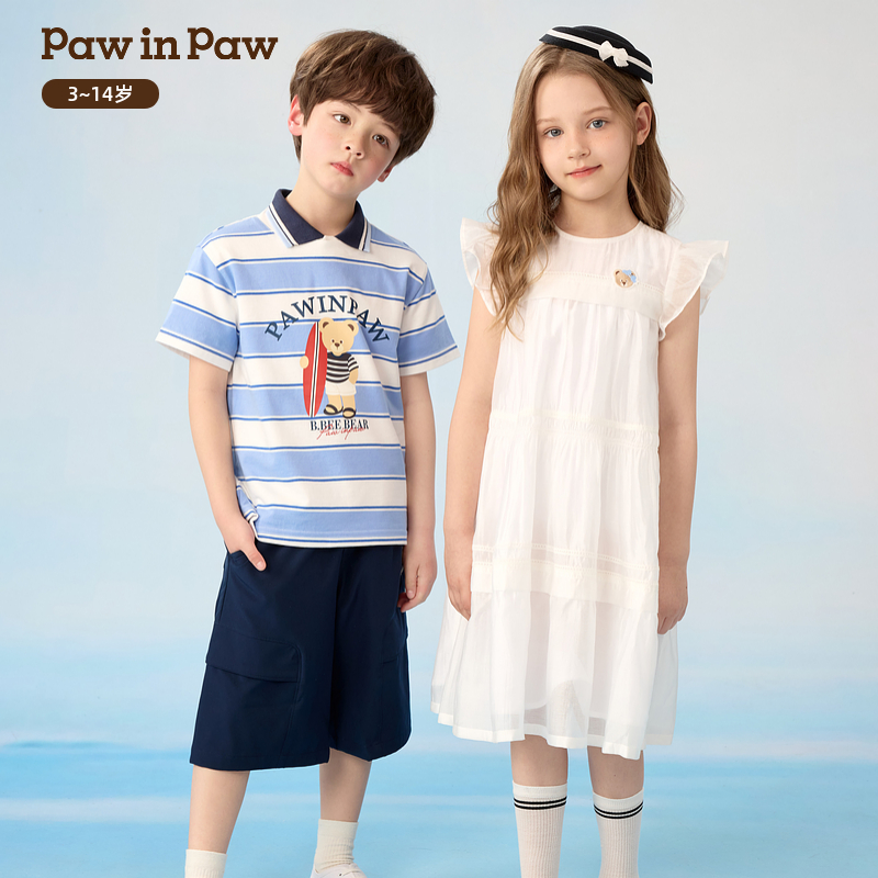 【商场同款】PawinPaw童装26年夏季新款女童小飞袖连衣裙PCOWG2523M