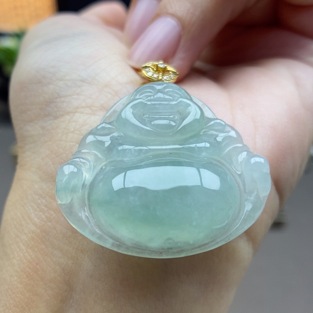 翡翠18K金镶嵌颈饰吊坠23