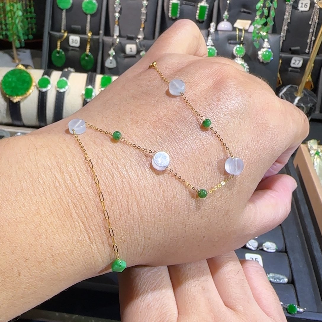 翡翠18K金镶嵌颈饰手链