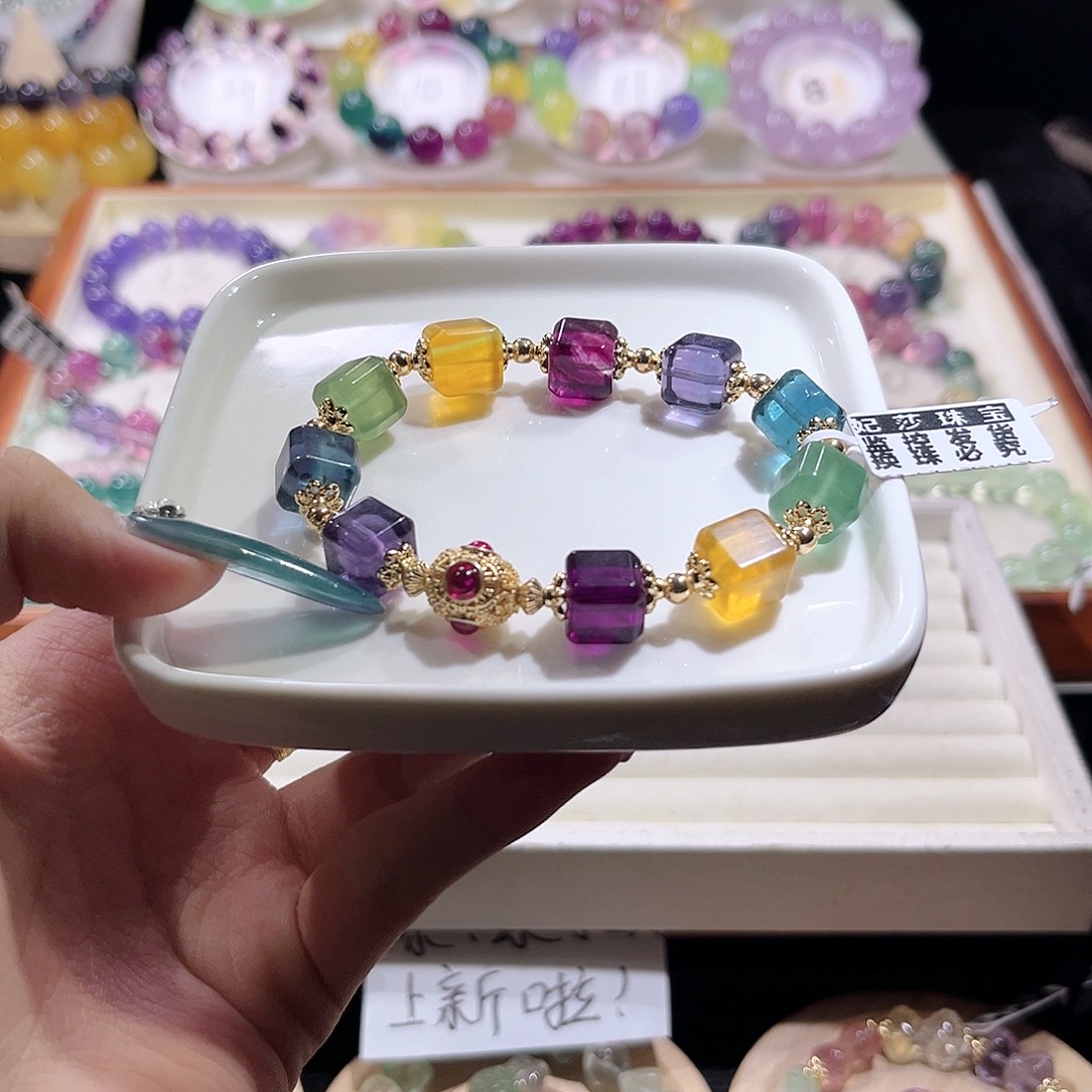 未镶嵌手链萤石色标方糖