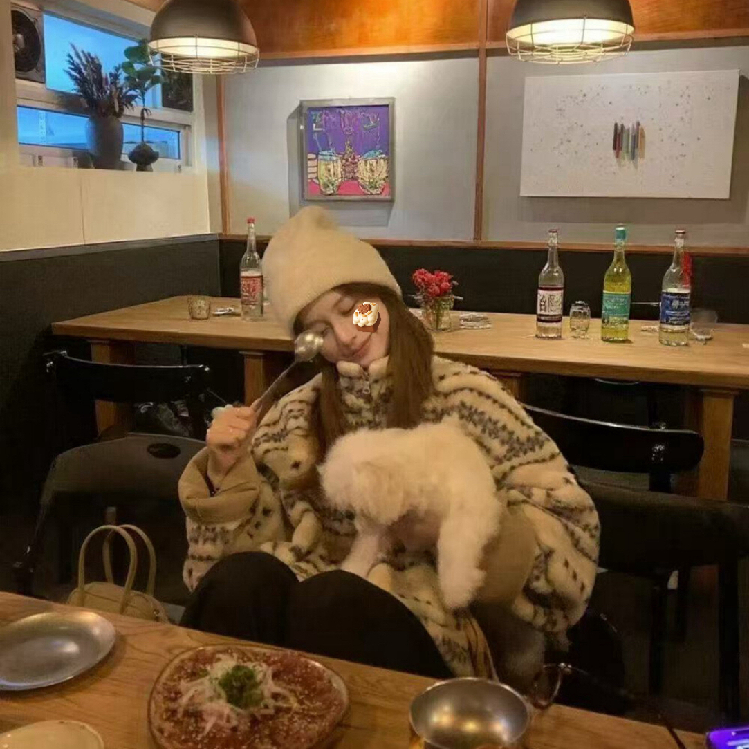 【张开心】费尔岛风情～韩系加厚保暖慵懒风短款加绒冬季外套