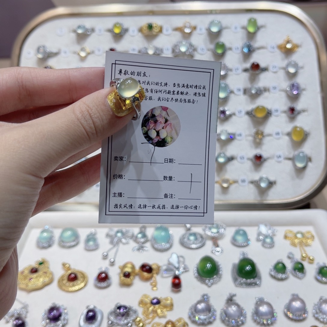 岫玉戒指银S925镶嵌戒指