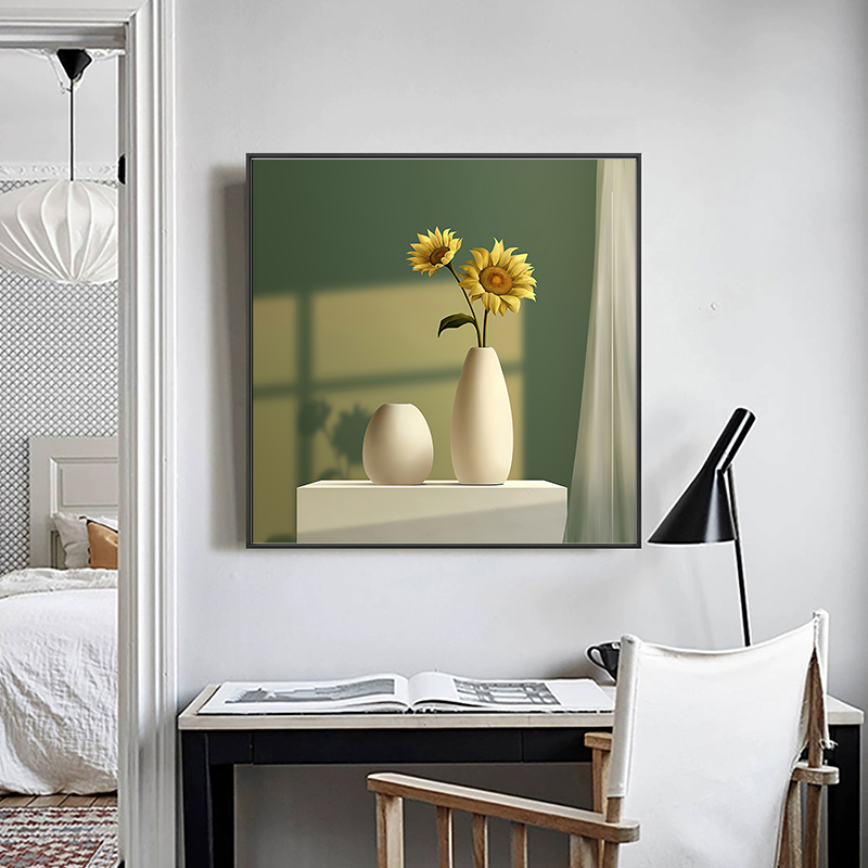 光影花瓶装饰画适用于餐厅客厅卧室小尺寸桌面摆画