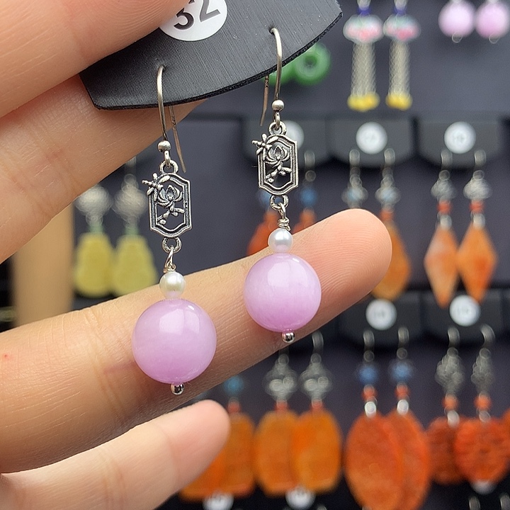 紫晶耳饰银S925镶嵌55566