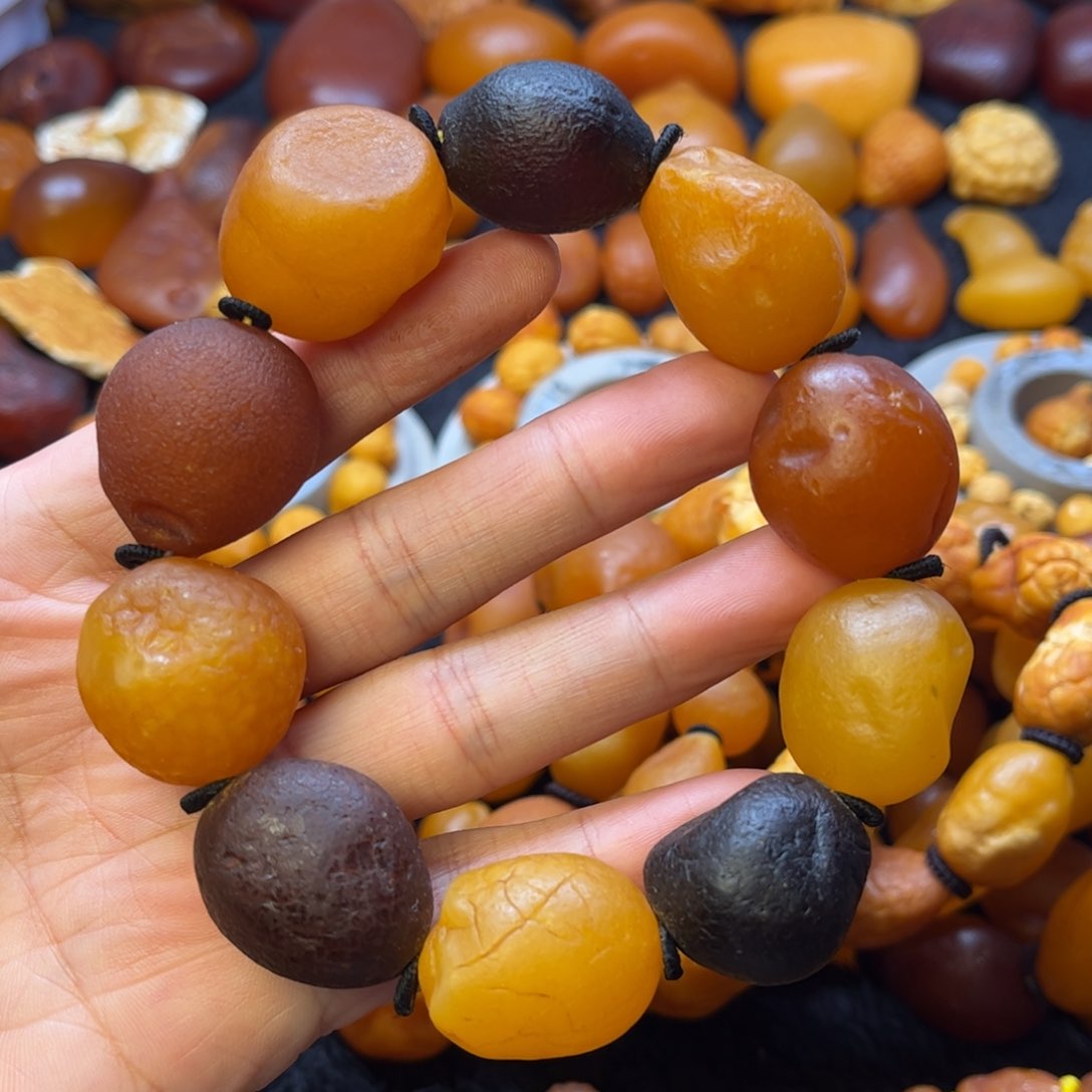 琥珀裸石未镶嵌天然蜜蜡手串