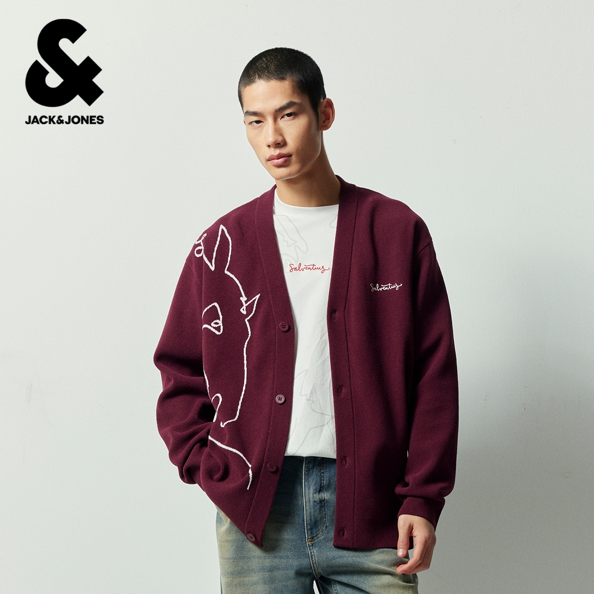 【Salventius艺术家联名红运开衫】杰克琼斯毛衣针织衫男装马年新年