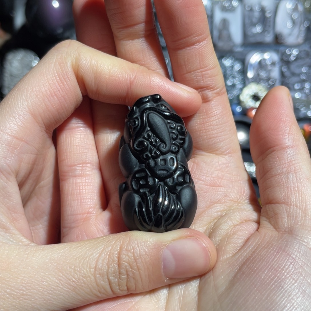 不***2黑曜岩未镶嵌吊坠(赠链)