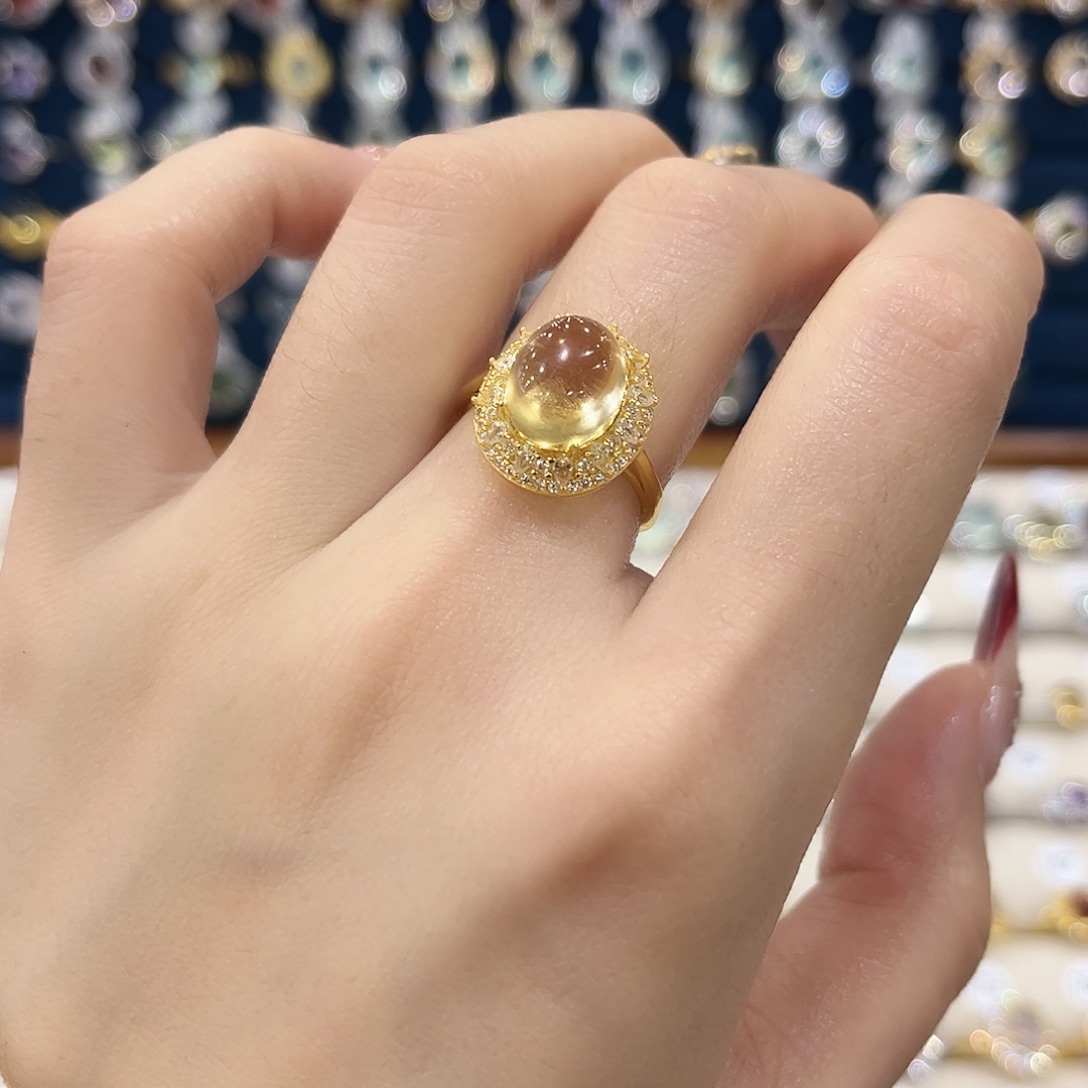 黄晶女款银S925镶嵌戒指