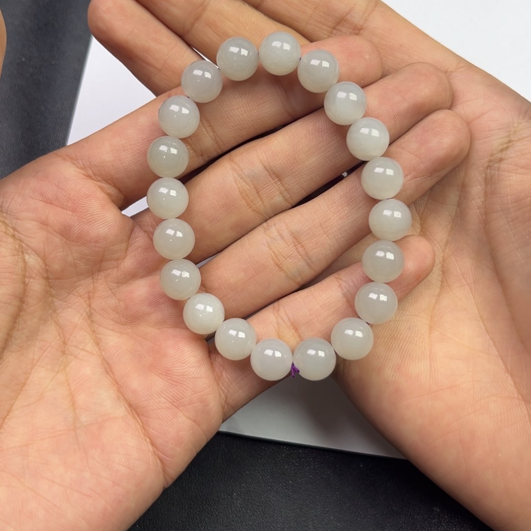 和田玉手链未镶嵌多样性烟紫手串钢板料卡10