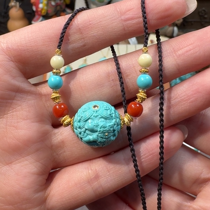 绿松石18K金镶嵌项链扎吉拉姆