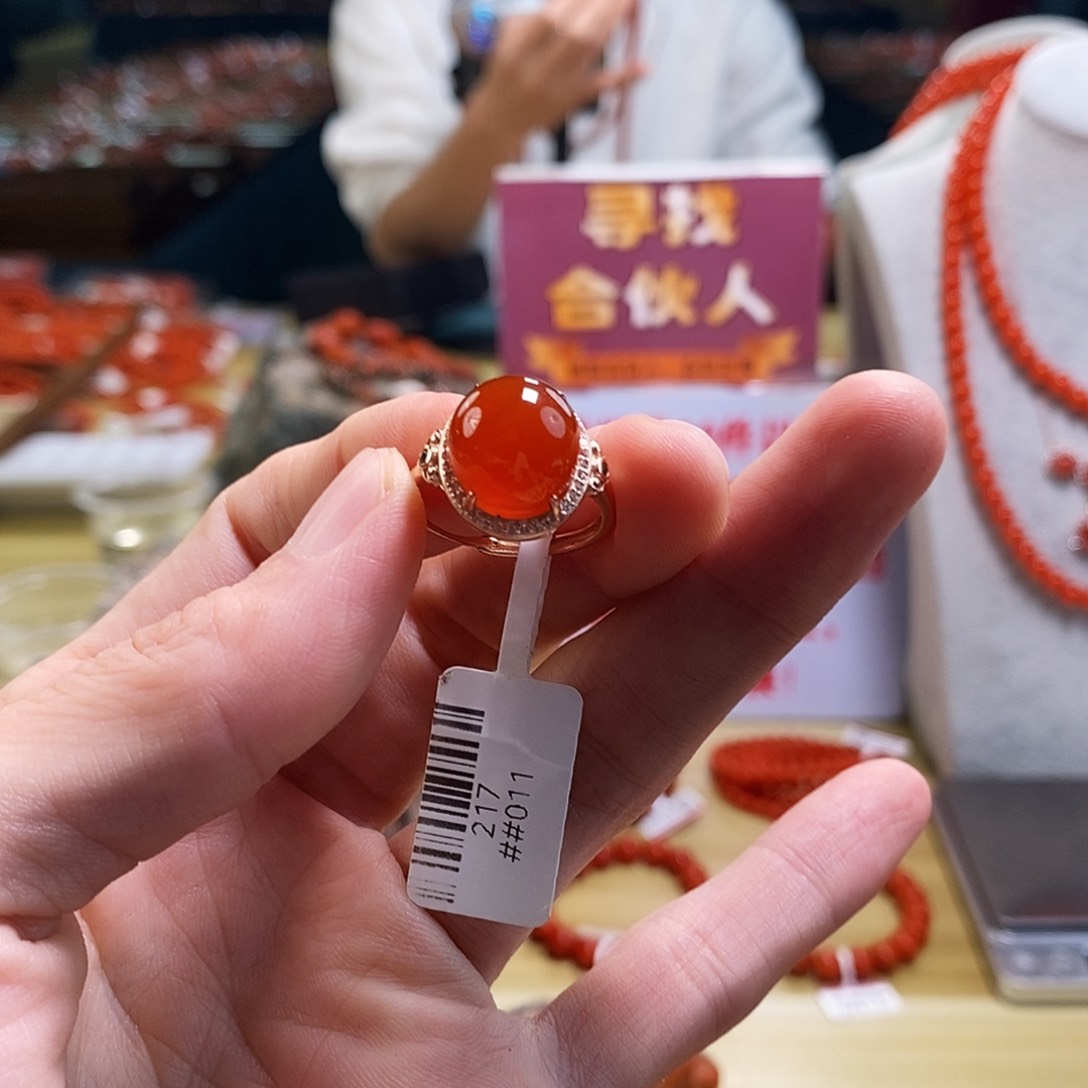 银S925镶嵌冰红 mm    多样性发一南红玛瑙