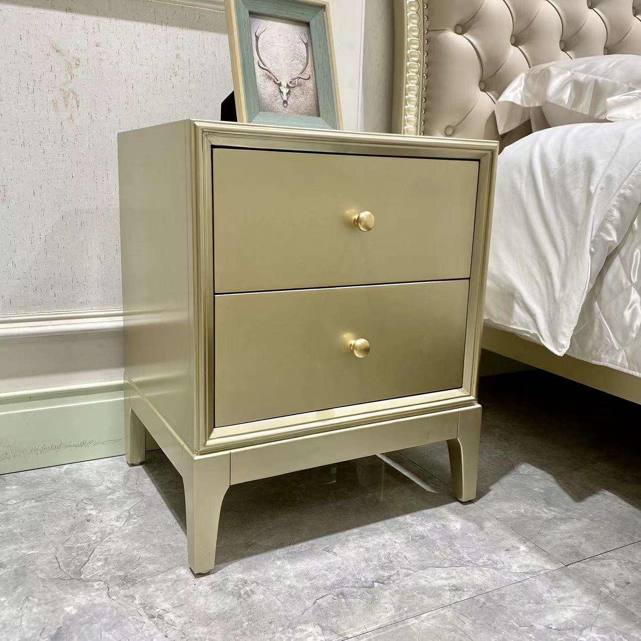 美式轻奢实木床头柜高级家用床边小柜子储物卧室床边柜FB10床头柜