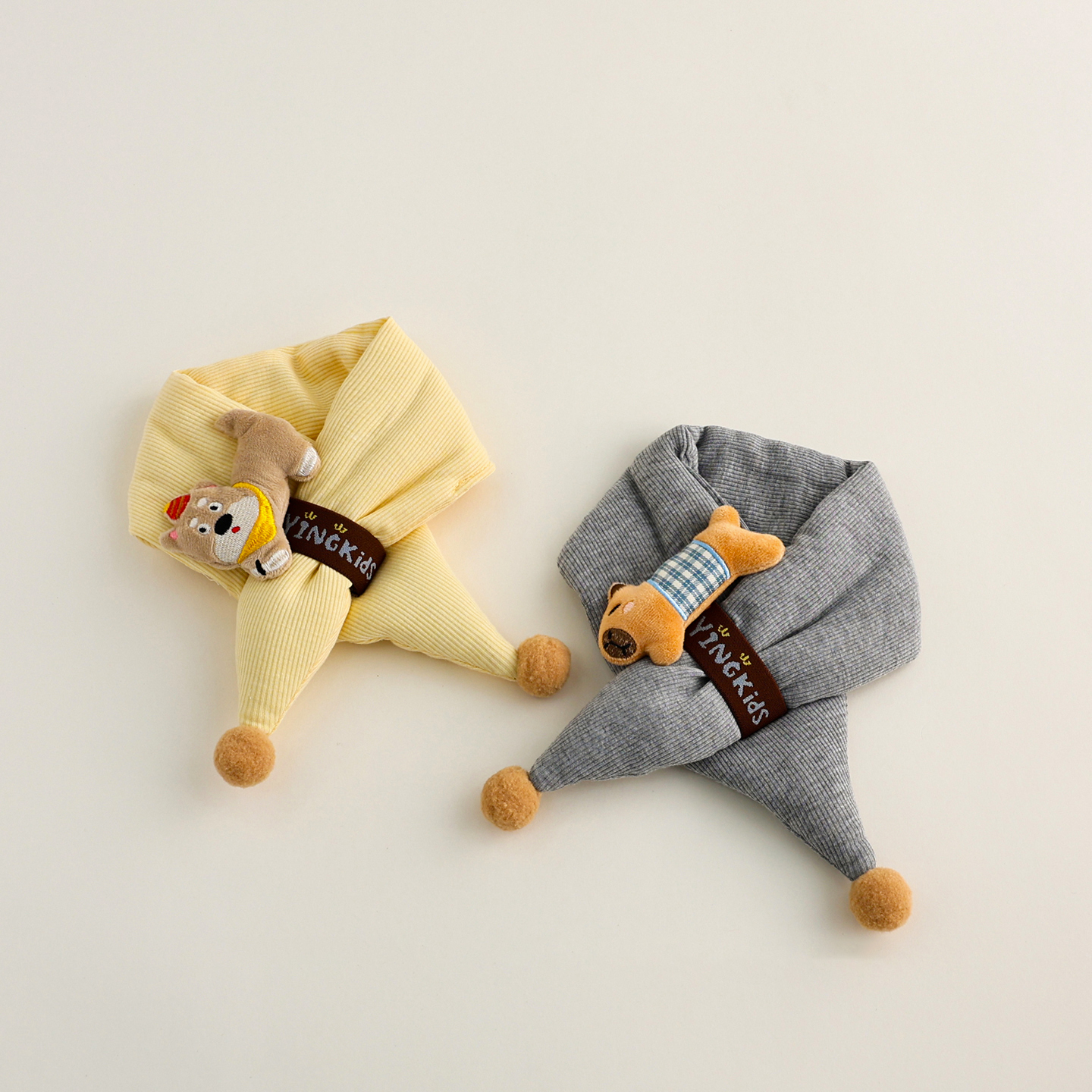 宝宝围脖秋冬季加厚保暖交叉围巾小月龄户外防风儿童可爱超萌脖套