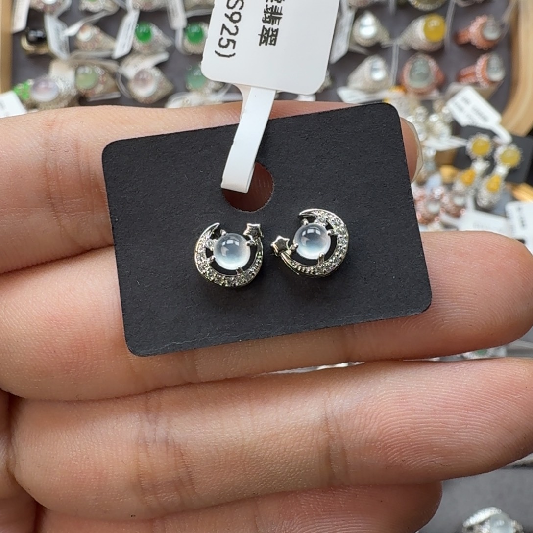 翡翠银S925镶嵌戒指天然缅甸翡翠A货