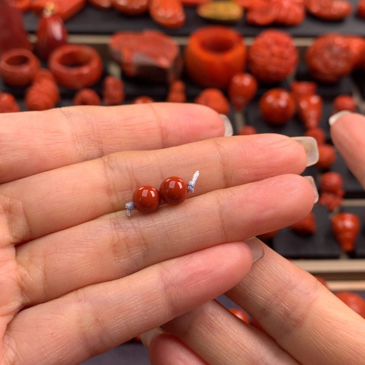 【闪购商品】南红玛瑙圆珠对珠6mm➕未镶嵌