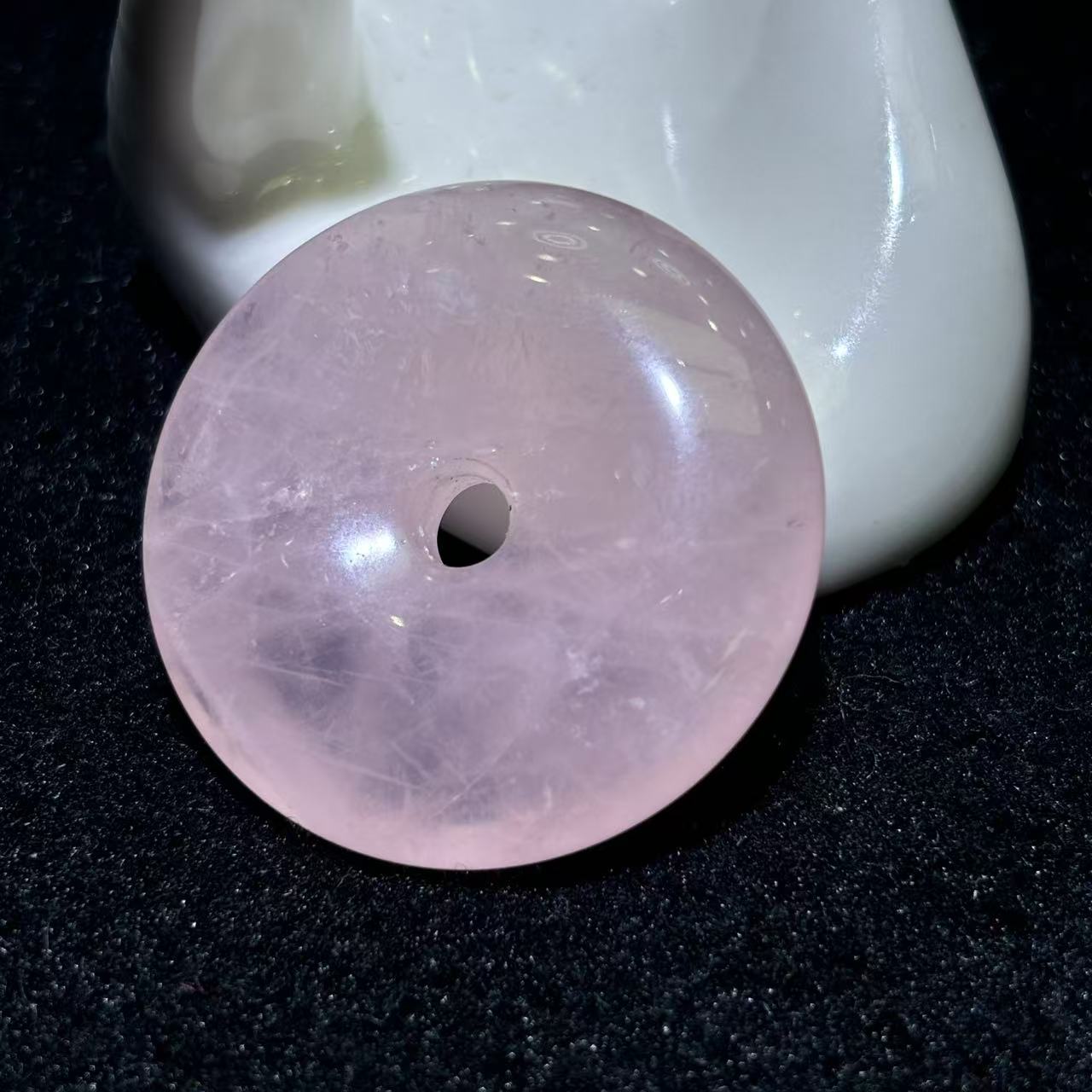 面面来财珠宝C10008雪花白莲晶藕粉水晶平安扣--多样性只发一件