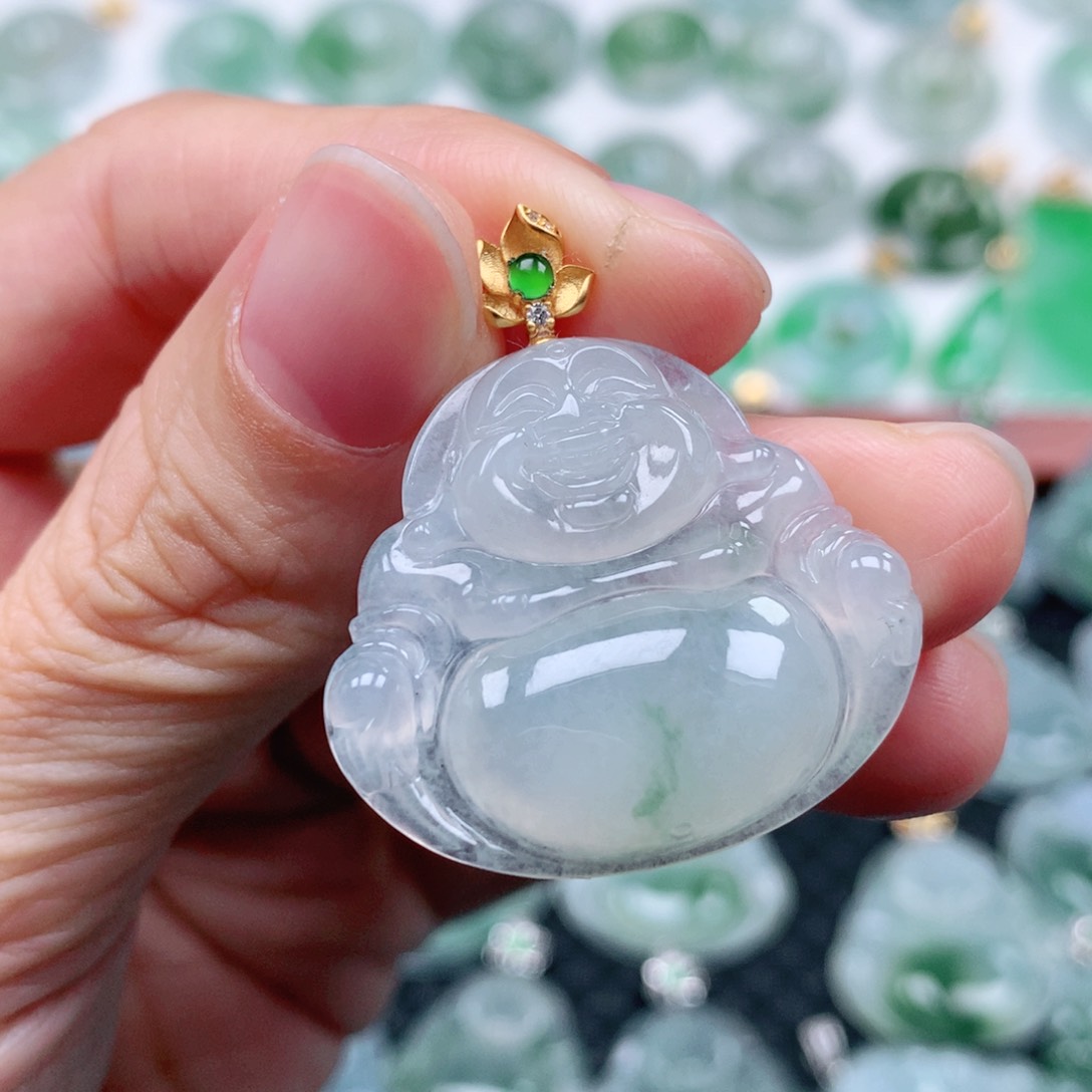 翡翠吊坠(不含链)18K金镶嵌