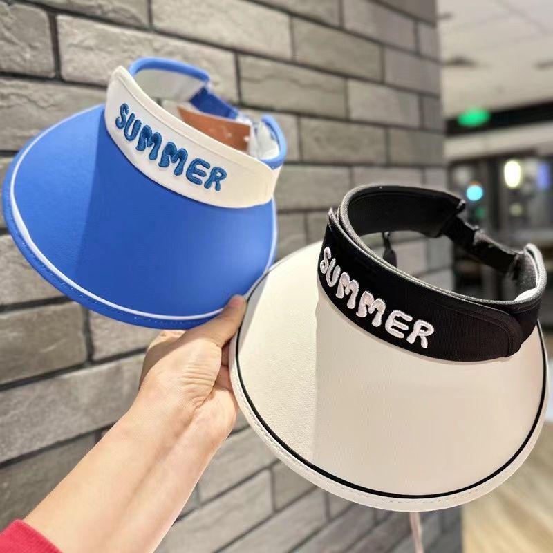 儿童帽子夏季亲子遮阳帽韩版男童空顶帽宝宝大檐女孩字母太阳帽