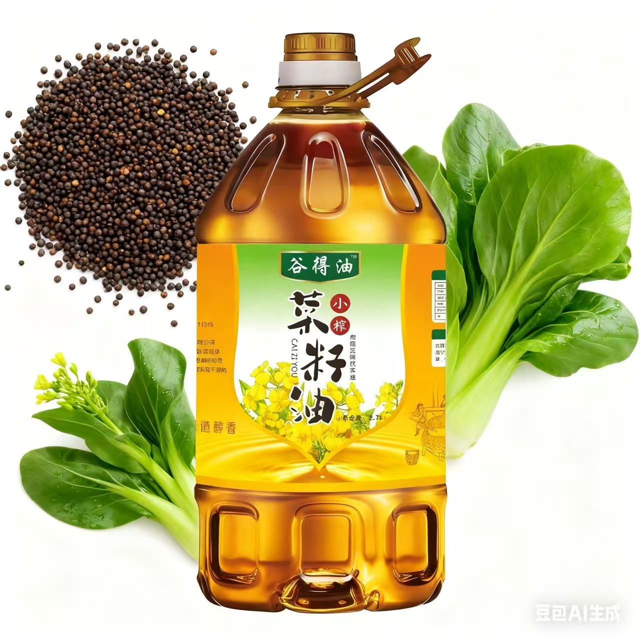 厂补100纯正非转基因压榨菜籽油家用炒菜烹饪食用油谷得油2700ml