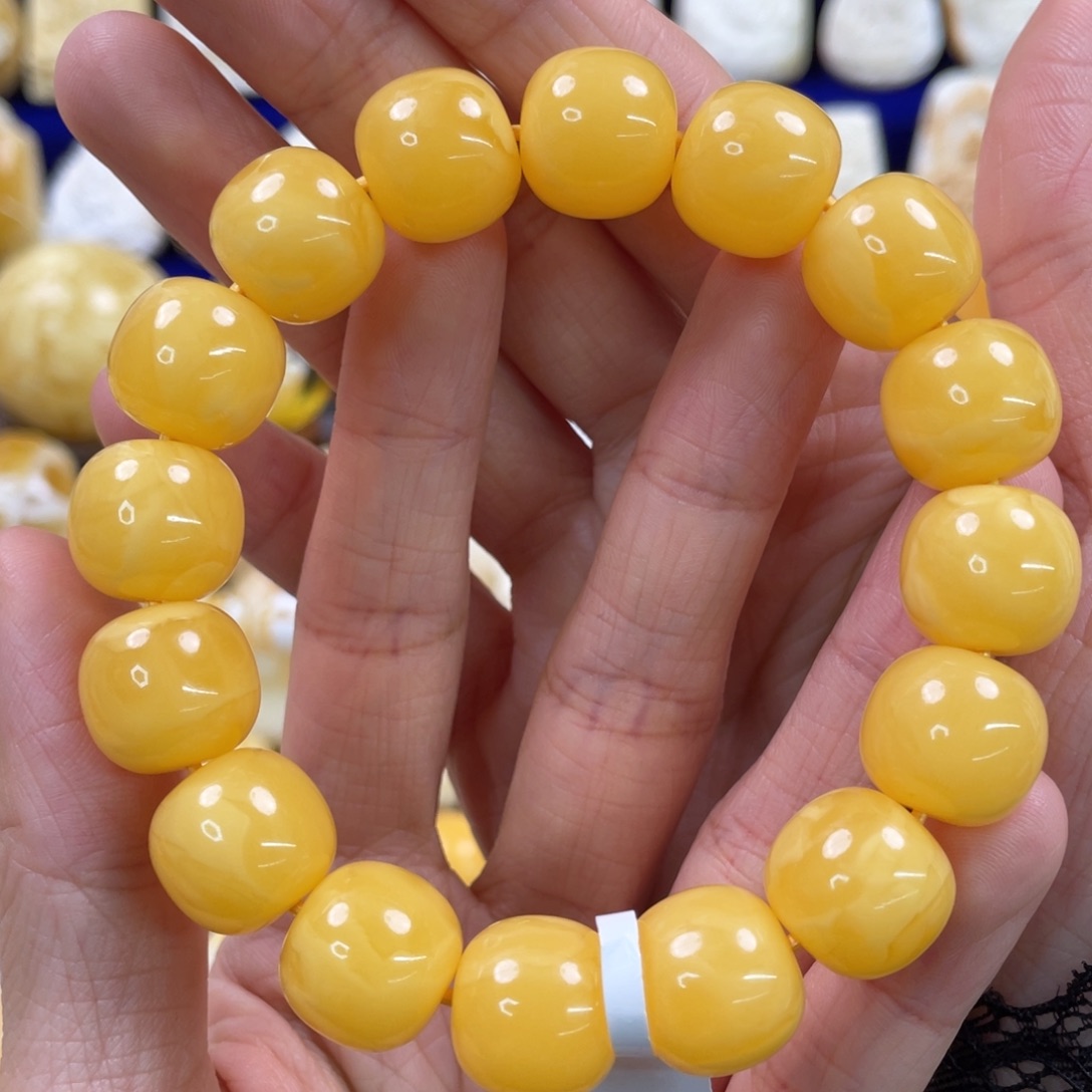 蜜蜡裸石未镶嵌琥珀蜜蜡手串卡14mm