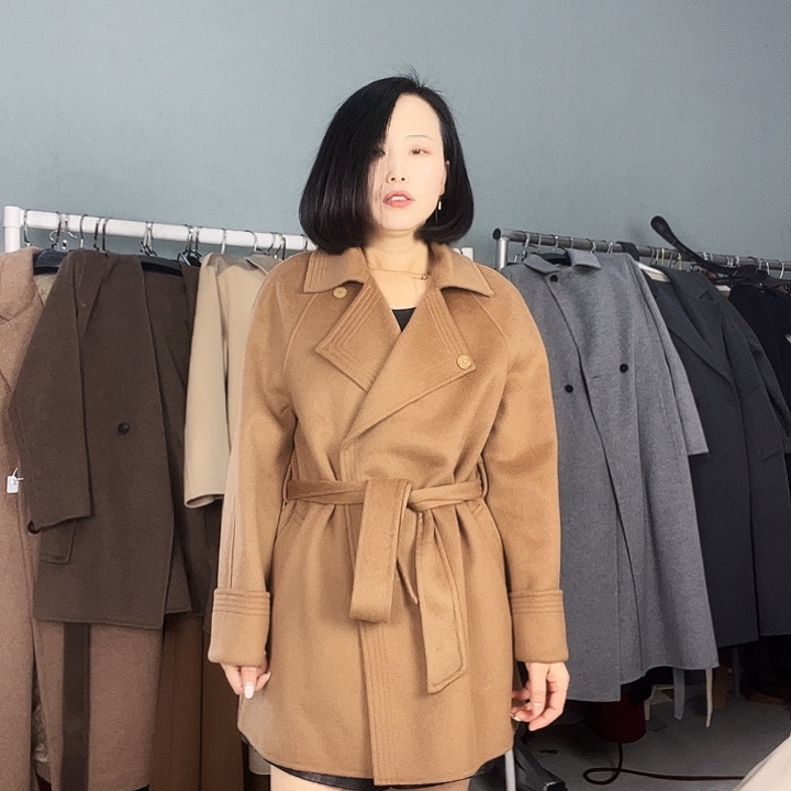 双面呢大衣M码浅驼色