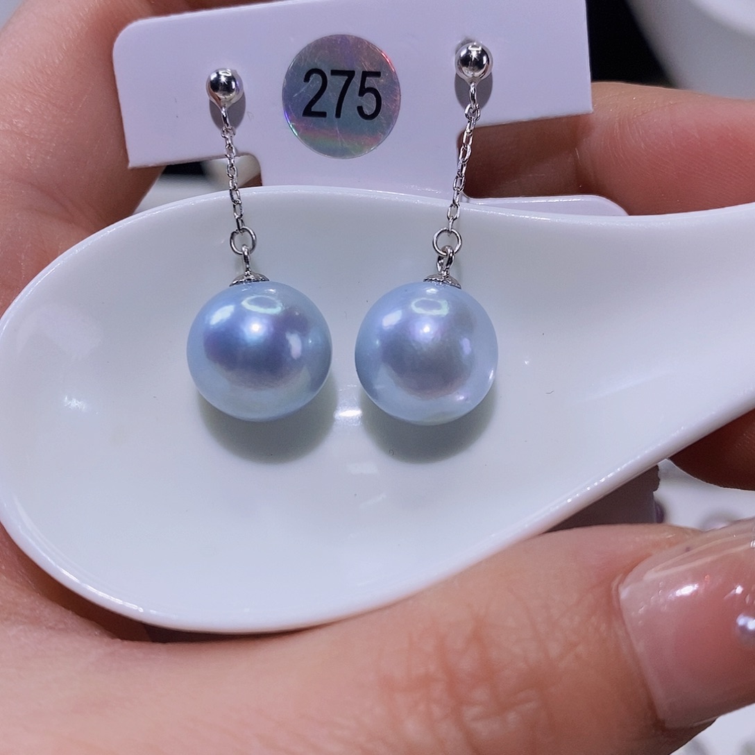 淡水珍珠耳饰银S925镶嵌半***i