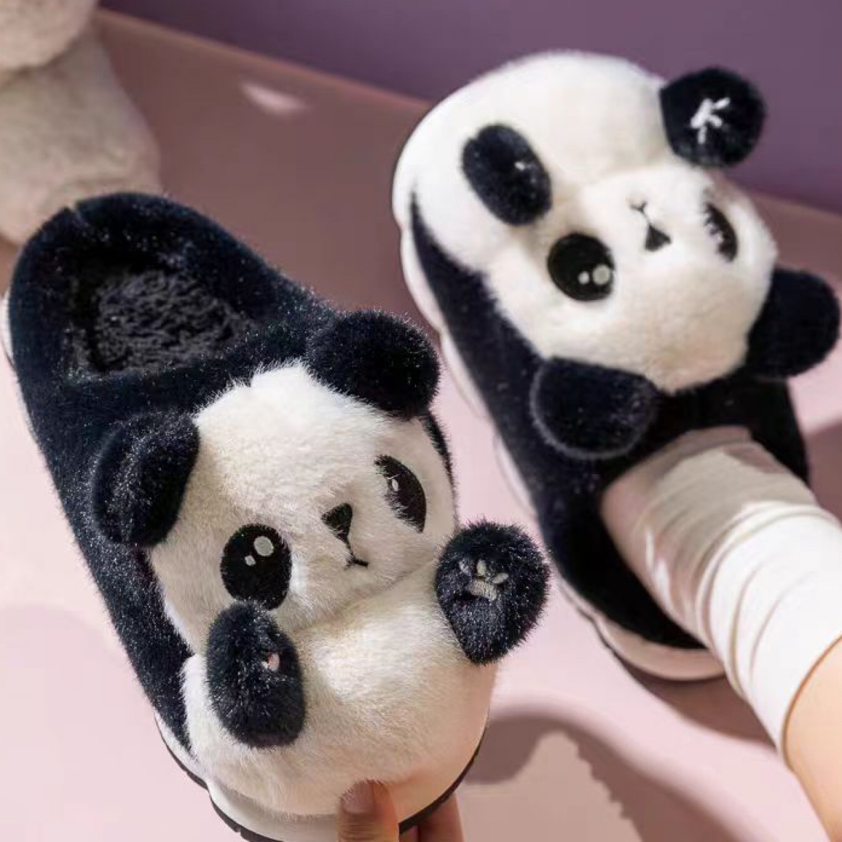 念希麻麻     熊猫头拖鞋