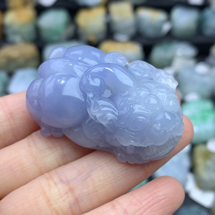 翡翠颈饰未镶嵌凌*天然缅甸A货翡翠貔貅吊坠