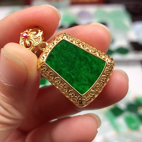 翡翠银S925镶嵌吊坠(不含链)