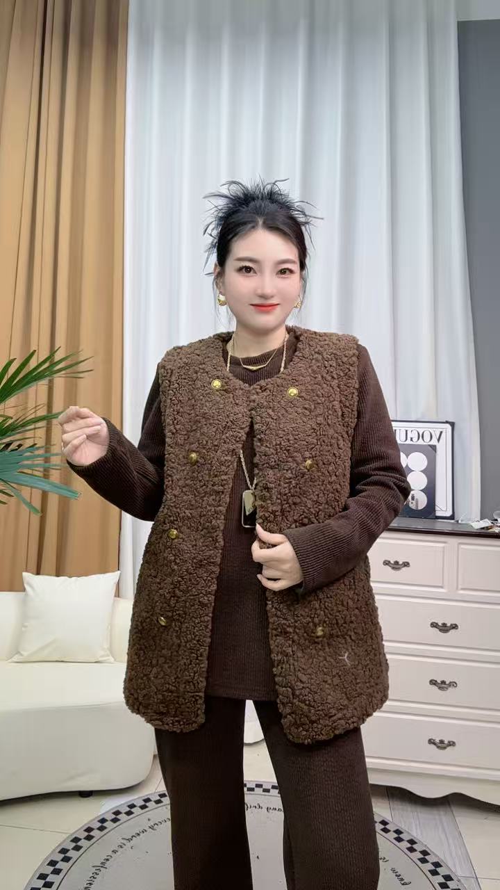 【宫廷风毛毛马甲】（衣长70左右）时尚百搭秋冬网红休闲宽松中长款
