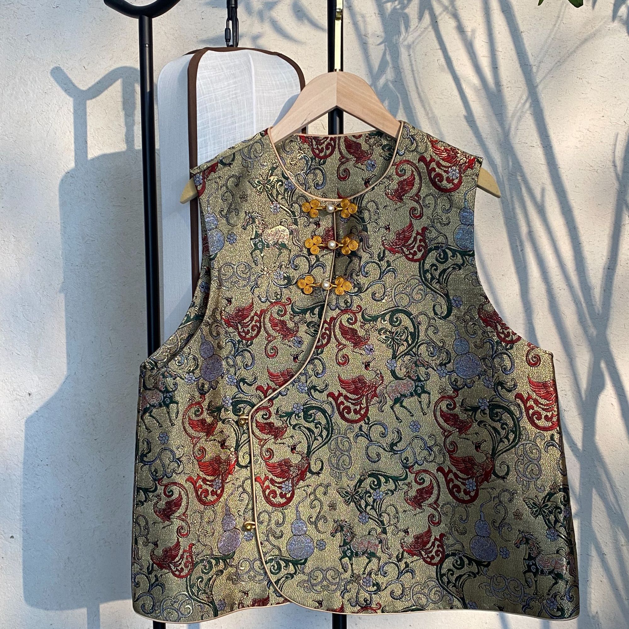 唐锦【三马 马啼凤出】新中式满分桑蚕丝马甲上衣复古女装