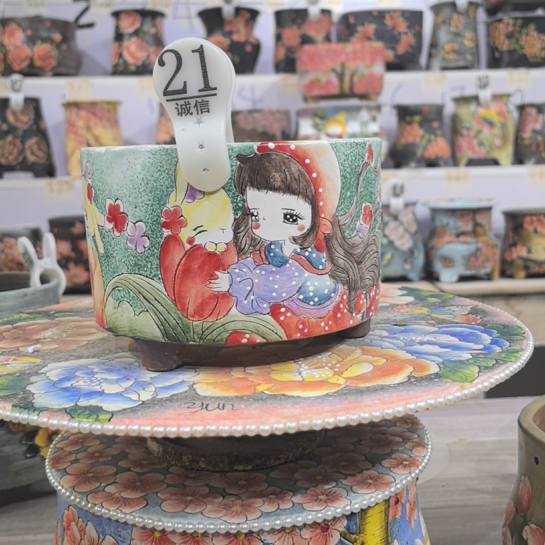 红泥花盆景德镇花盆