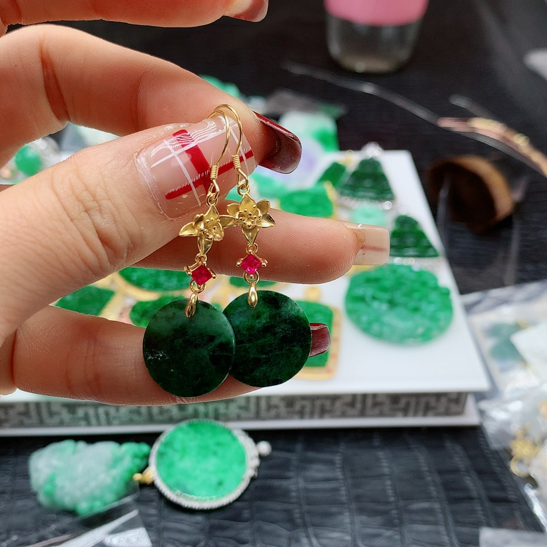 【闪购商品】翡翠耳饰银S925镶嵌，