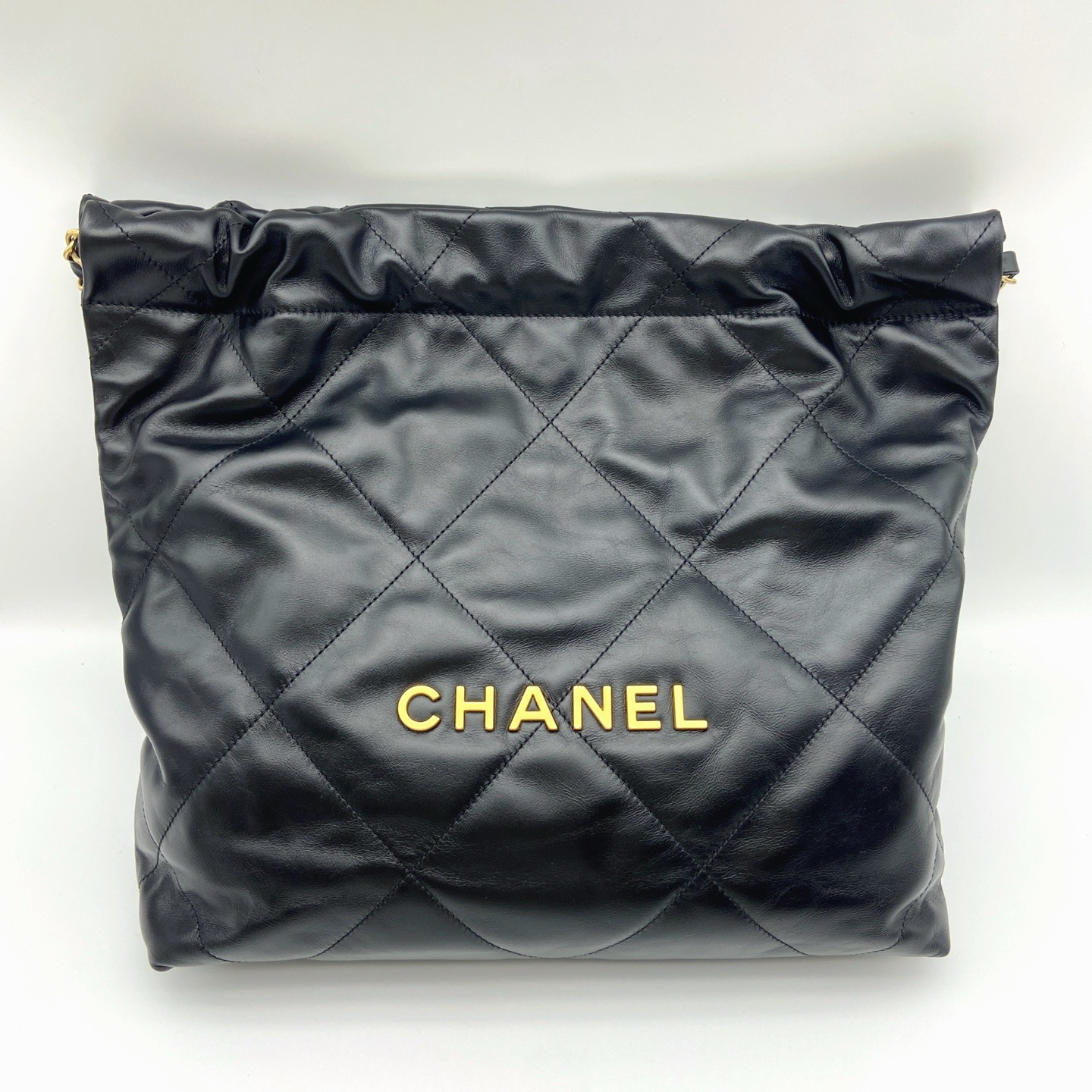未使用 Chanel/香奈儿 黑金22bag中号单肩包 全套配件22年八月票 