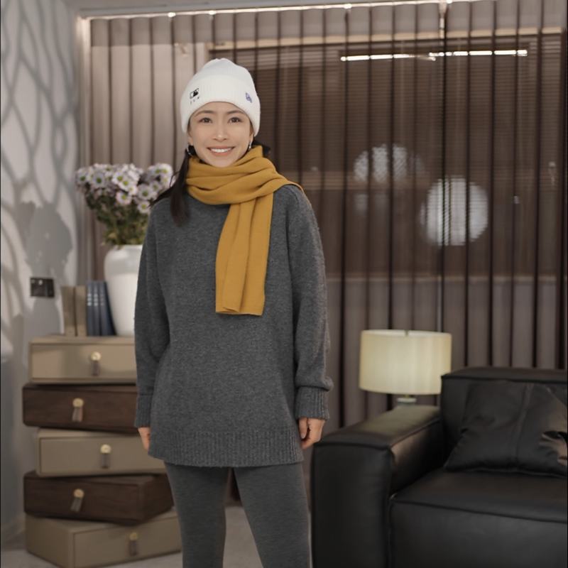 高领重磅羊毛衫小个子学院风冬季减龄穿搭中长款毛衣JJ69104159