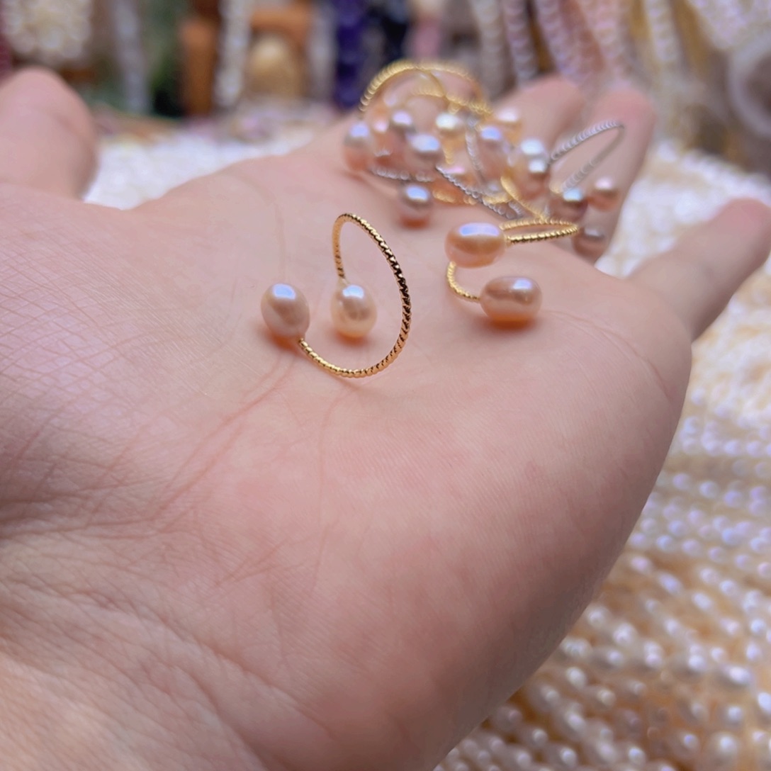 未镶嵌淡水珍珠珍珠半成品珍珠戒指