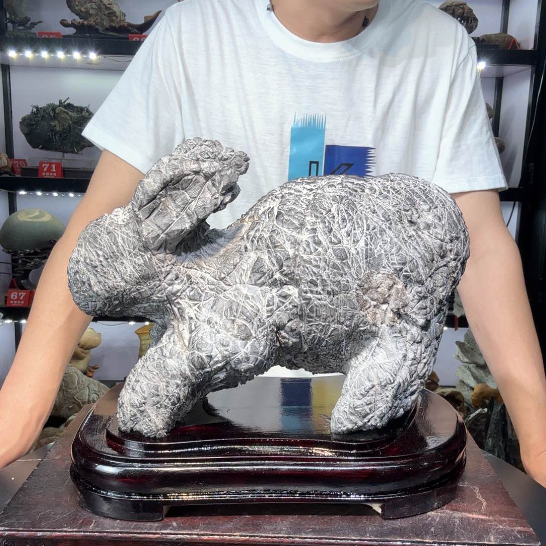 纹石兔子奇石上一个