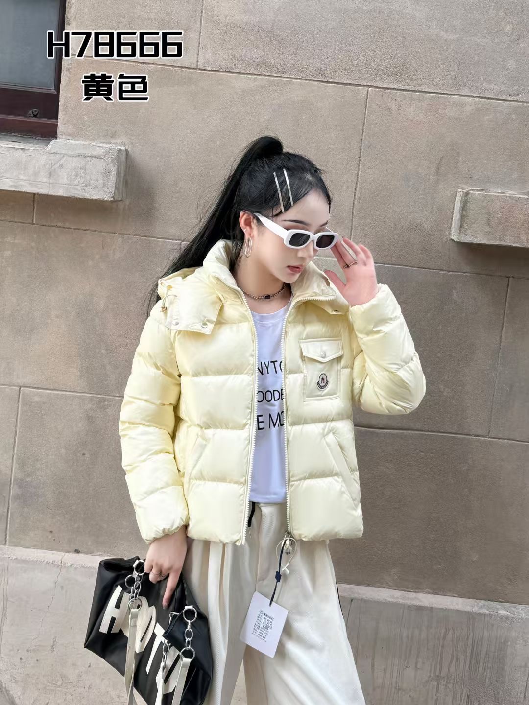 小短款女士时尚休闲连帽保暖加厚外套78666