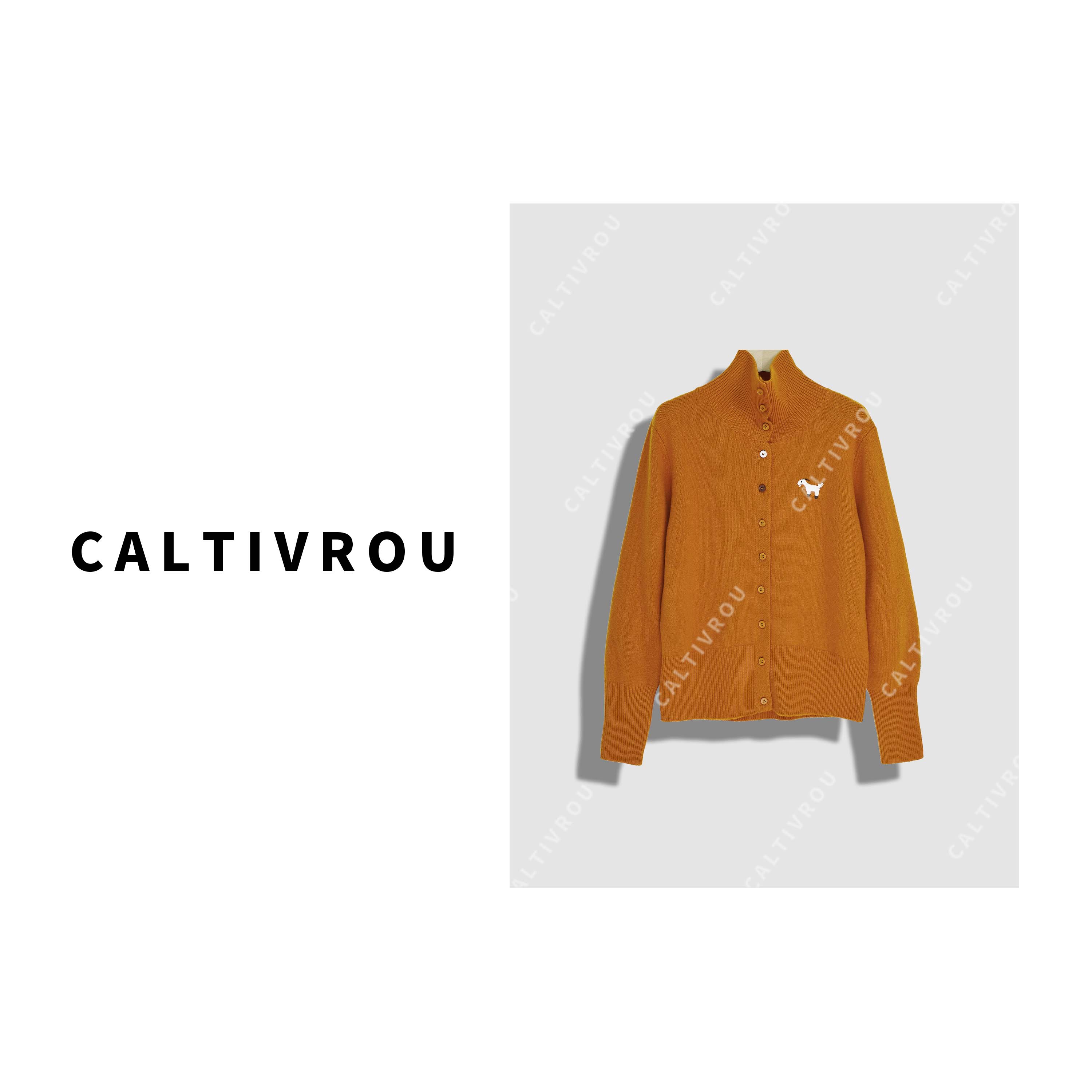 【菲儿】时髦立领刺绣百搭显瘦针织衫-Y19842