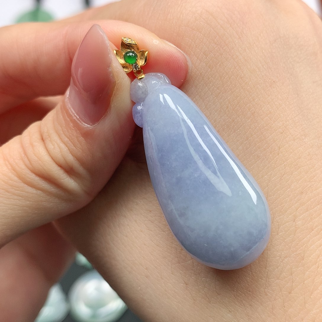 翡翠颈饰18K金镶嵌平安